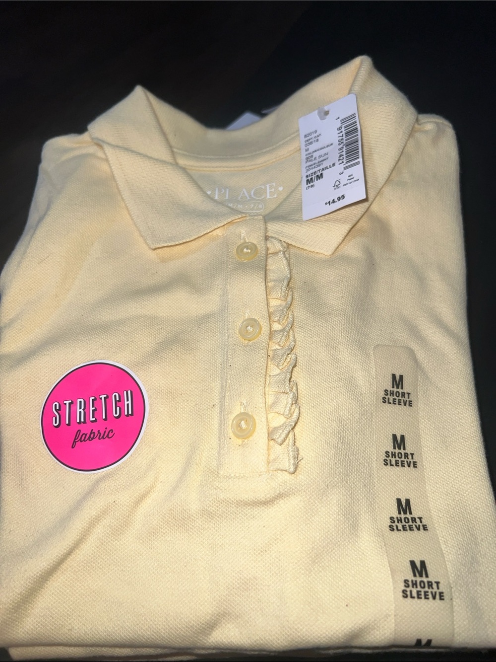 4 Children's Place Girls Yellow Polo short Sleeve shirt Uniform